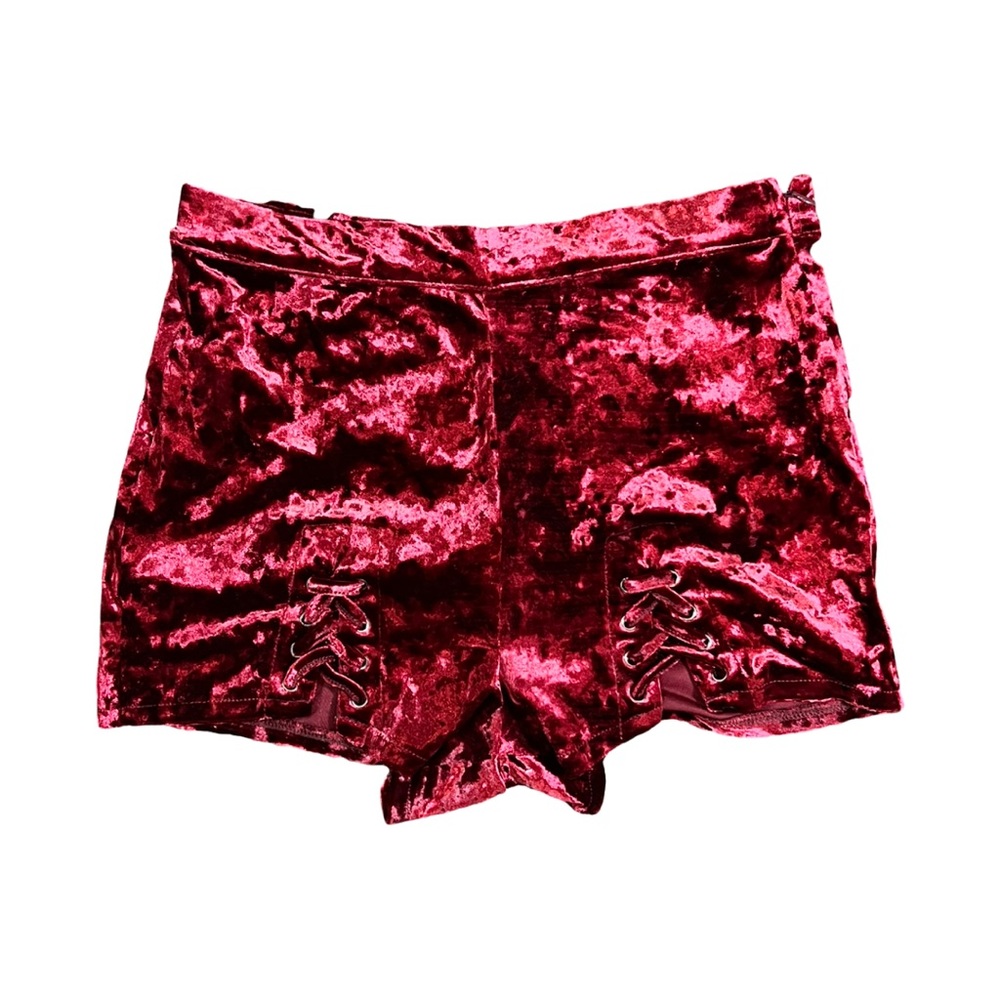 FOREVER 21 Velvet Red Cross Short